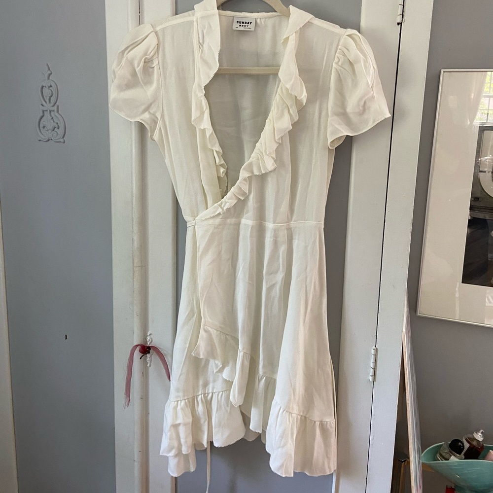 White wrap dress